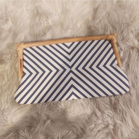 Donna Dixon | Canvas Geometrical Striped Bamboo Clutch - Picture 1 of 4